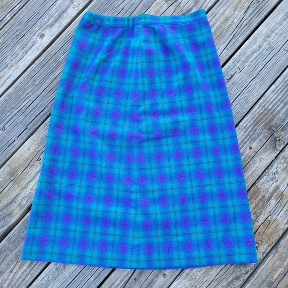 Pendleton Dresses & Skirts - Vintage Pendleton Wool Skirt Womens 14 Long Purple Bluish Green Plaid Preppy